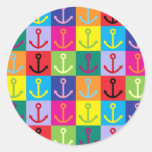 Pop Art Anchor Round Stickers