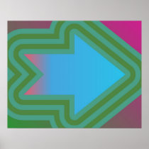 Pop Art Arrow To The Right Green Over Blue Posters