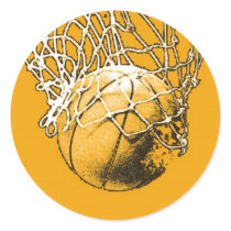 Pop Art Basketball Round Stickers
