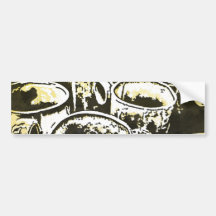 Pop Art Coffee Mugs Watercolor Print in Yellow Bumper Stickers