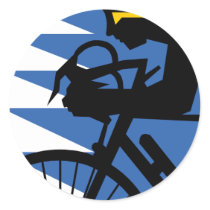 Pop Art Cyclist Round Stickers