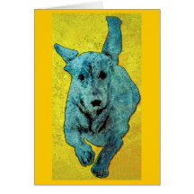 Pop Art Dachshund Running Grunge Greeting Card