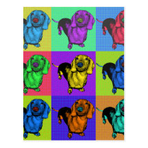 Pop Art Dachsund Doxie Panels Multi-Colour Popart Post Card