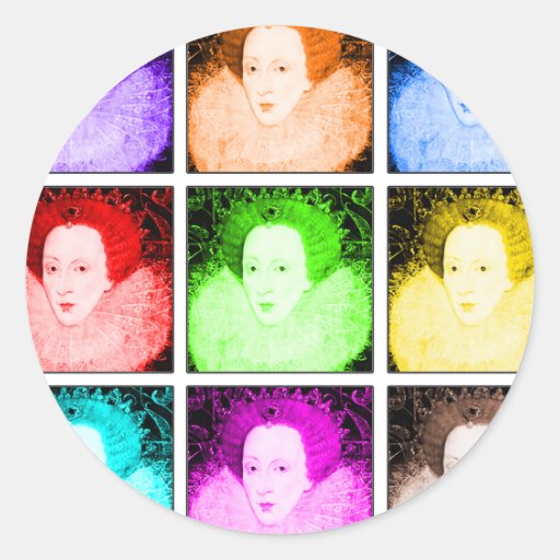 Pop Art Elizabeth I Round Sticker