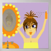 Pop Art Girl Gettin Ready Poster