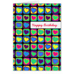 Pop art  hearts Happy Birthday greeting card