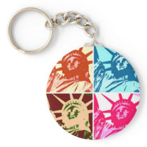 Pop Art Lady Liberty New York City Key Chains