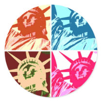 Pop Art Lady Liberty New York City Round Sticker