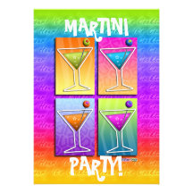 Pop Art MARTINIS Party INVITATION (5X7)