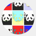 Pop Art Panda Round Sticker