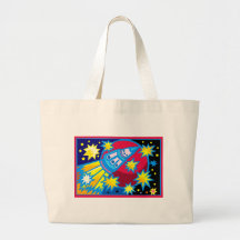 Pop Art Rocket Tote Bags