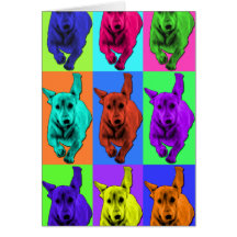 Pop Art Running Dachshund Ears Flapping Greeting Card