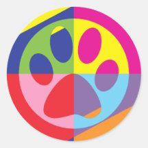 Pop Art Style Paw Print Stickers