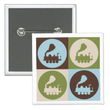 Pop Art Trains Button