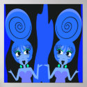 Pop Art Twins Blueblack Poster posters