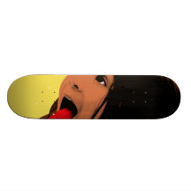 Pop Art Young Girl Catching Snowflakes on Tongue Skateboard