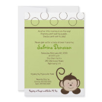POP MONKEY 5x7 Green Neutral BABY SHOWER Custom Announcements