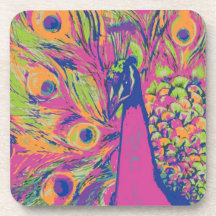 Pop Peacock Drink Coasters