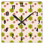 pop spring modern floral pattern square wall clocks
