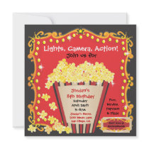 Popcorn and a Movie Birthday Party Invitation