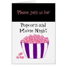 Popcorn and Movie Night Invitation Card