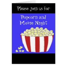 Popcorn and Movie Night Invitation Cards