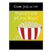 Popcorn and Movie Night Invitation Cards