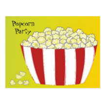 Popcorn Party Invitation Post Card