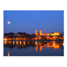 Pope's Palace in Avignon and the Rhone river at Postcard
