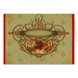 Poppies Fleur de Lis Victorian Style Greeting Cards
