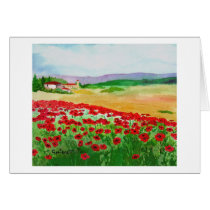 Poppies In Tuscany Greeting Card
