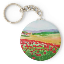 Poppies In Tuscany Key Chain