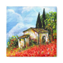 Poppies in Tuscany Fridge Magnets