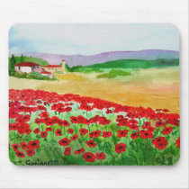 Poppies In Tuscany Mousepads