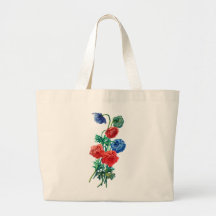 Poppy Anemones Drawn from Nature Canvas Bags