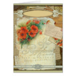 Poppy Antique Music Sheet Pastiche Greeting Card