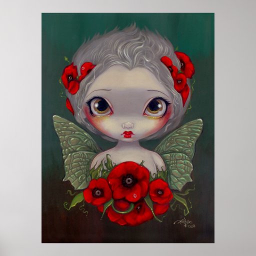 Poppy Fairy big eyed gothic fairy Art Print