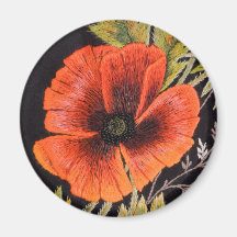 Poppy Flower Refrigerator Magnet