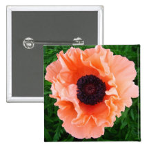Poppy Flower Square Pin