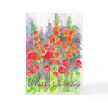 Poppy Gladiola Flower Watercolor Happy Birthday
