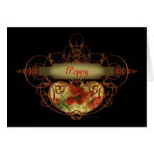 Poppy Scroll Banner Greeting Card