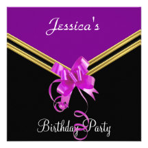 Popular Black hot pink and Bow Party Invitation 5