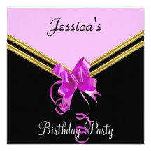 Popular Black pink and Bow Party Invitation