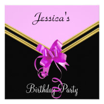 Popular Black pink and Bow Party Invitation 3