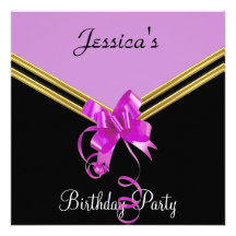 Popular Black pink and Bow Party Invitation 4