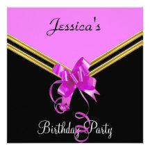 Popular Black teal and Bow Party Invitation