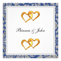 Popular Elegant  Damask Wedding Invitation Blue