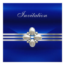 Popular Invitation All Occasions Blue Silver Jewel