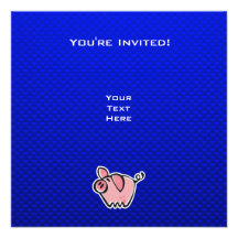 Porc ; Bleu Invitations