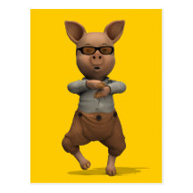 Porc de danse de coup sec et dur carte postale